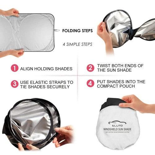 ELUTO Car Windshield Cover, Foldable Sun Shade Visor Protector Blocks UV Rays (Medium 150 x 78cm) - Toytexx ELUTO Car Windshield Cover, Foldable Sun Shade Visor Protector Blocks UV Rays (Medium 150 x 78cm) - Toytexx